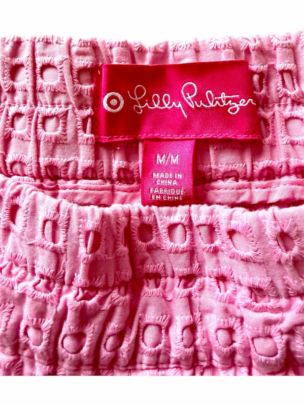 Lilly Pulitzer Pink Eyelet Shorts with Signature Label